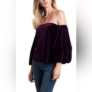 1. state deep plum velvet off the shoulder top Medium NWT